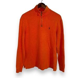 Polo Ralph Lauren University Orange Estate Rib 1/4 Zip Sweater Men’s Sz M